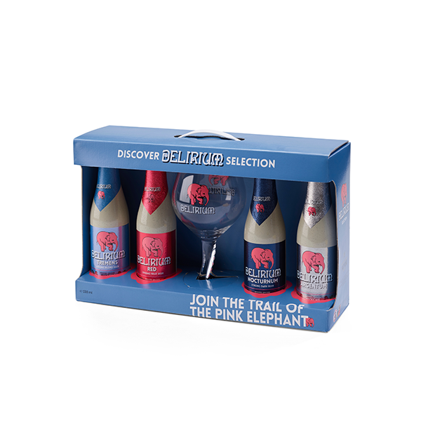 Delirium kinkekomplekt 4x0,33L + Klaas (Delirium Discovery 4 erinevat)